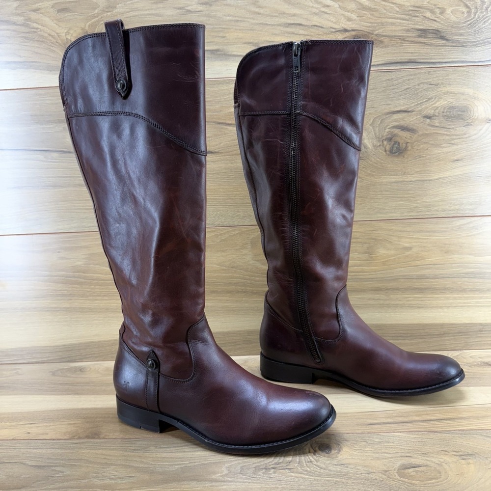 Frye Tall Leather Riding Boots in Dark Brown